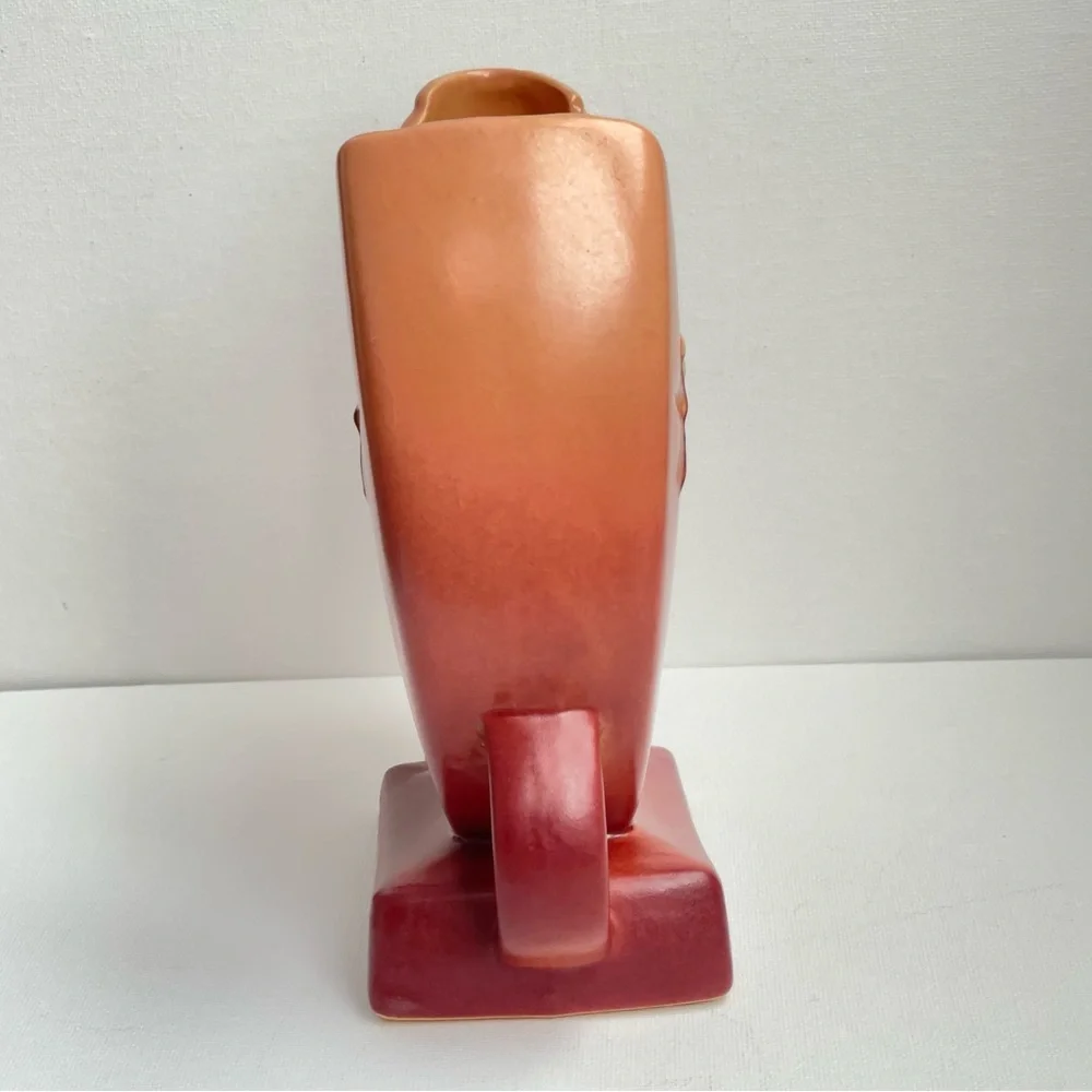 Roseville Snowberry Fan Vase Pink Burgundy Art Pottery Mid Century - Picture 4 of 16